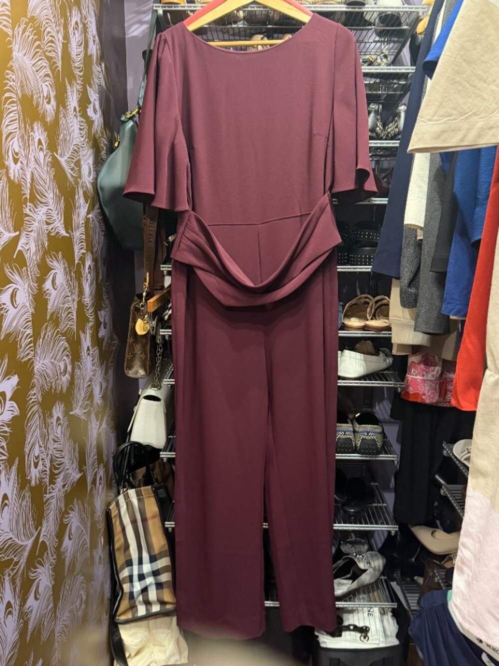 The Fold London Clever Crepe Colinton Jumpsuit Plumb UK 16 / US 12 NWT